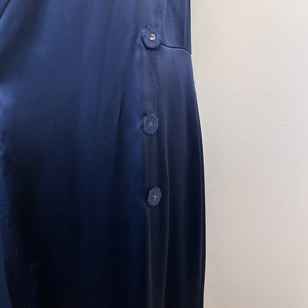 100% Silk Navy Blue Wrap V-Neck Midi Dress Proenza Schouler for Target 8 - Picture 9 of 14